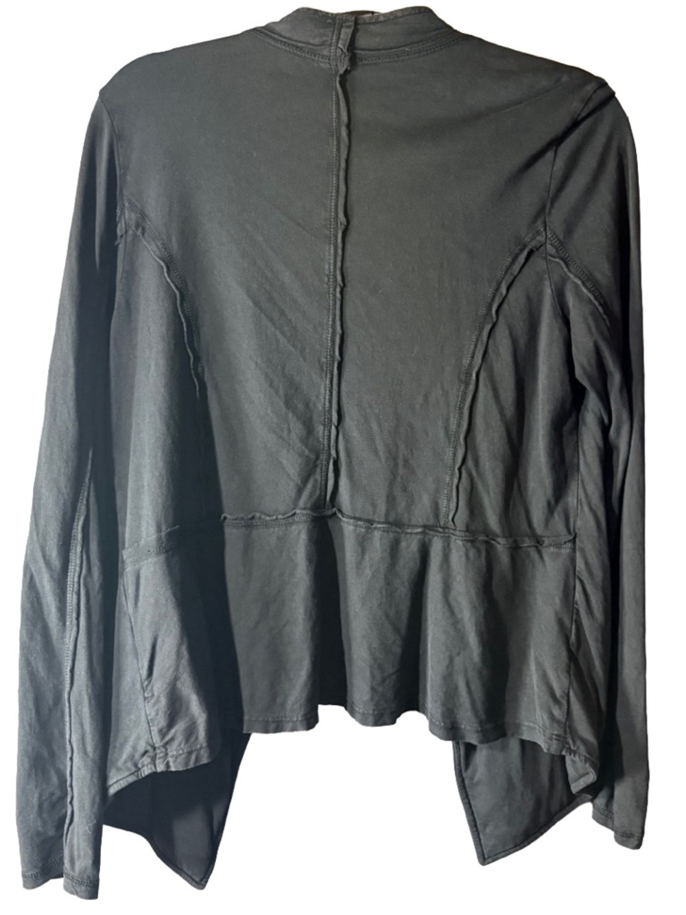 Caslon Open Cardigan M Black Cotton Linen Draped Lightweight Pockets Lagenlook - Picture 3 of 8